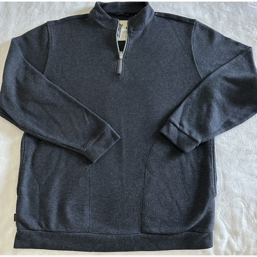 Linksoul Mens Large Tempus Fugit 1/4 Zip Pullover Charcoal Gray Golf Jacket